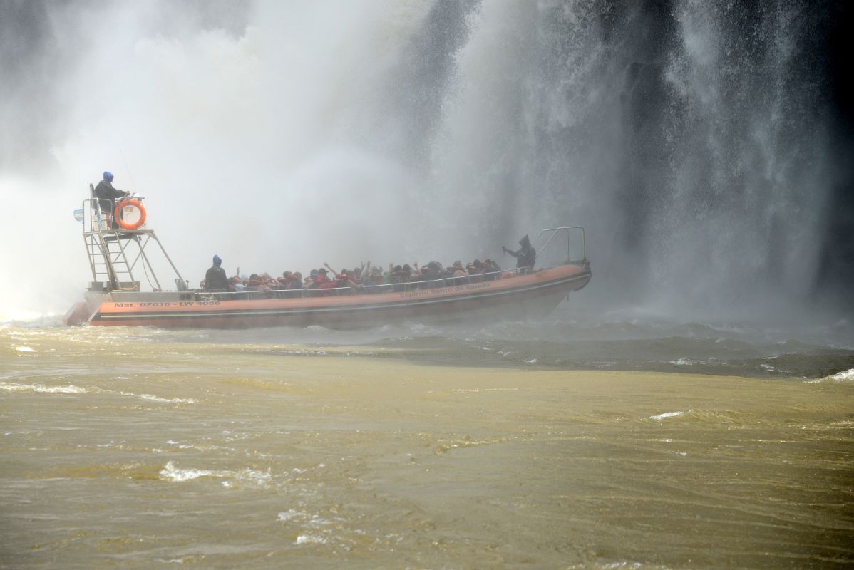 29 Looking At Other Tourists Getting Wet Under Argentina Waterfalls In The Garganta Del Diablo Devils Throat Area From The Brazil Iguazu Falls Boat Tour